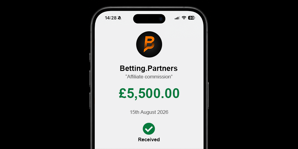 Affiliate commission payment of £5,500 from Betting.Partners
